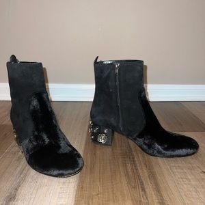Coach Black Suede and Velvet Booties